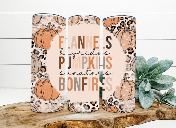 Flannels Hayrides Bonfires Tumbler