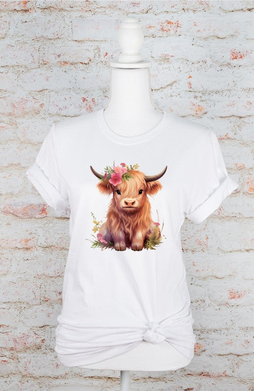 Pink Baby Highland Cow Graphic Tee