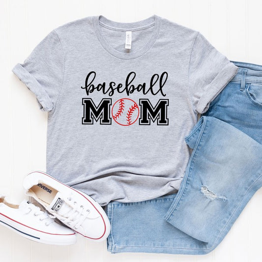 Baseball Mom With Ball Short Sleeve Graphic Tee