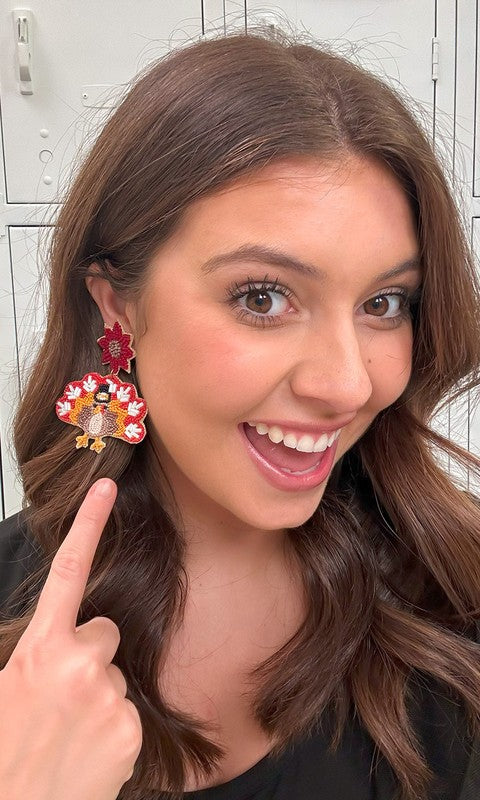 Turkey with Feathers Earrings